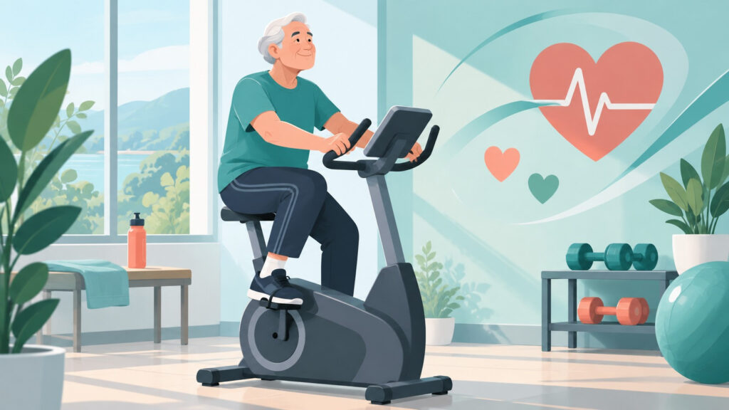 Persona pedaleando con motivos de corazón. Ilustración conceptual generada con IA, no imagen del ensayo.